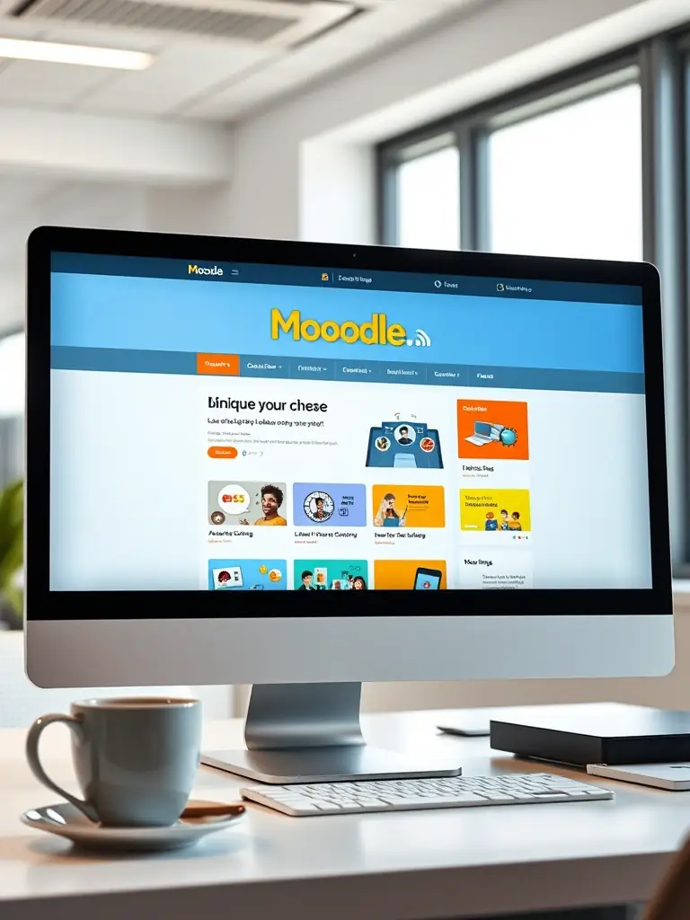 An image showcasing a Moodle platform with a unique, branded design, highlighting the flexibility and customization options available with custom templates.