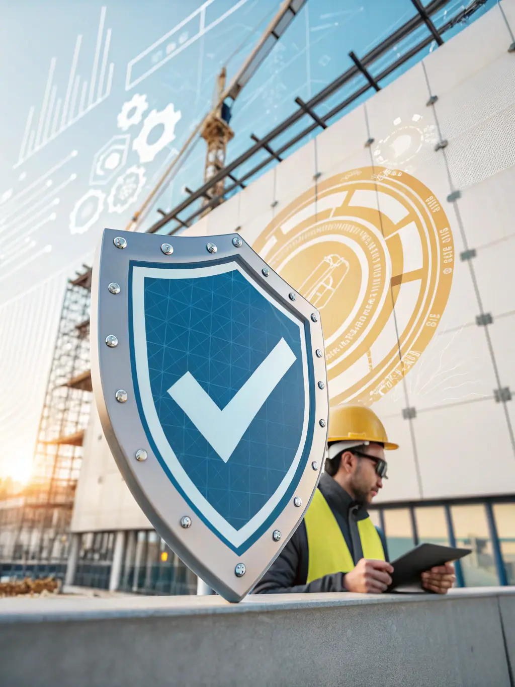 A digital illustration depicting a shield with a checkmark inside, symbolizing robust security for Moodle hosting.